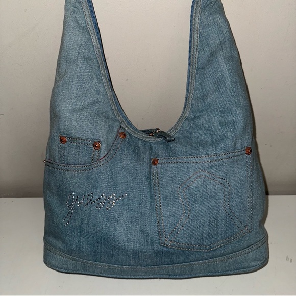 Guess Y2K Denim Jeans Bedazzled Shoulder Bag - Picture 4 of 12